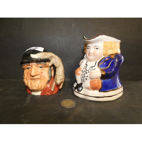 42 - ROYAL DOULTON 'GONE AWAY' TOBY JUG & ANTIQUE TOBY MUG