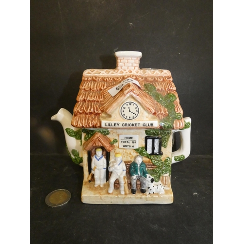 53 - VINTAGE LEONARDO COLLECTION DECORATIVE TEAPOT 'LILLEY CRICKET CLUB'