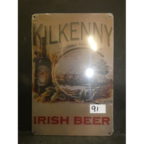 91 - KILKENNY IRISH BEER ENAMEL SIGN