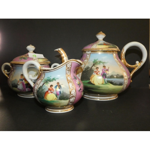 9 - VINTAGE GERMANY TEAPOT. SUGAR BOWL AND CREAMER