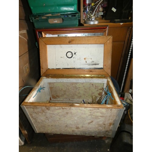 98 - VINTAGE LARGE WOODEN STORAGE BOX