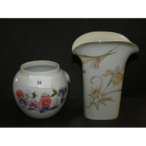 35 - YARDLEY SWEET PEA VASE AND SAXONY FLORAL DESIGN VASE