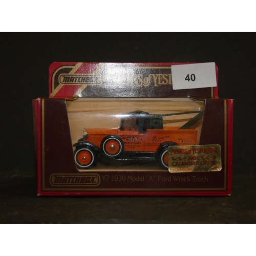 40 - MATCHBOX MODEL OF YESTERYEAR FORD TRUCK MODEL