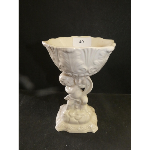 49 - VINTAGE WHITE CERAMIC CHERUB PLANT POT