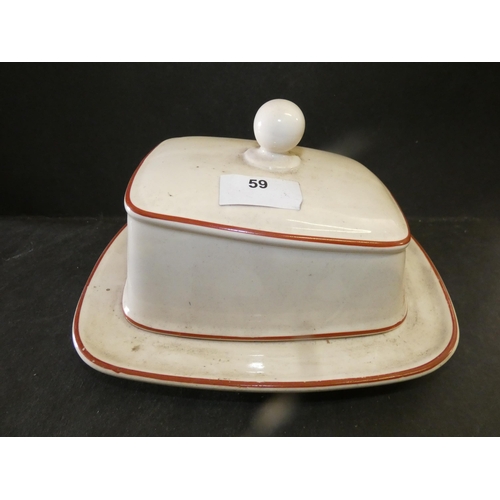 59 - White Deep Ceramic Lidded Butter Dish