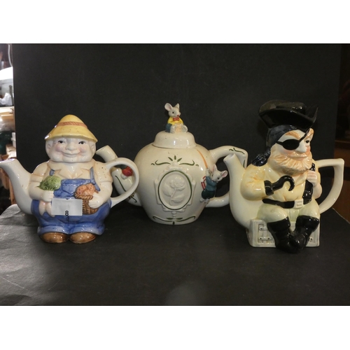 8 - 3 ART DECO TEAPOTS