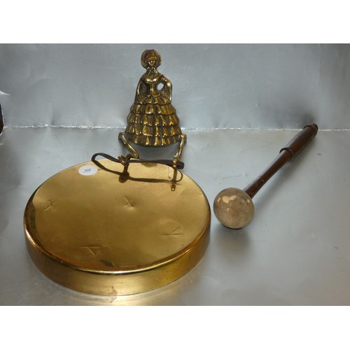 3 - ANTIQUE SOLID BRASS WALL HANGING DINNER GONG