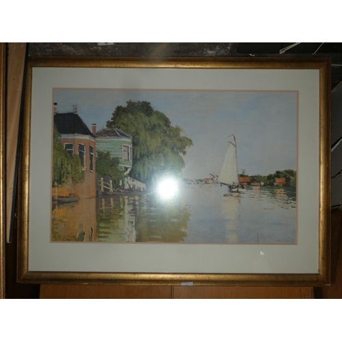 122 - FRAMED PICTURE OF 'HOUSES ON THE ACHTERZAAN' (1871) BY CLAUDE MONET