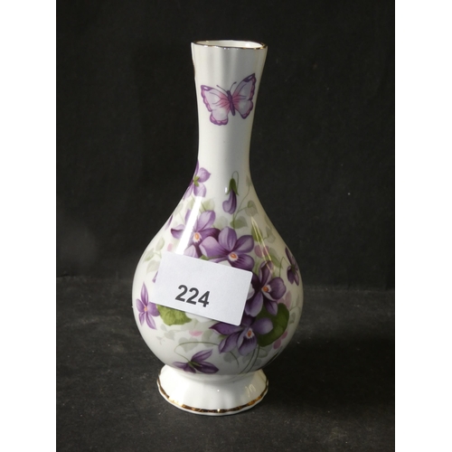 224 - AYNSLEY WILD VIOLETS PORCELAIN VASE