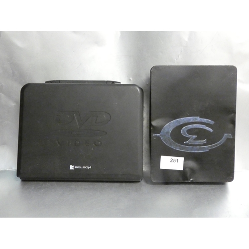 251 - PORTABLE DVD PLAYER AND HALO 3 TIN CASE XBOX