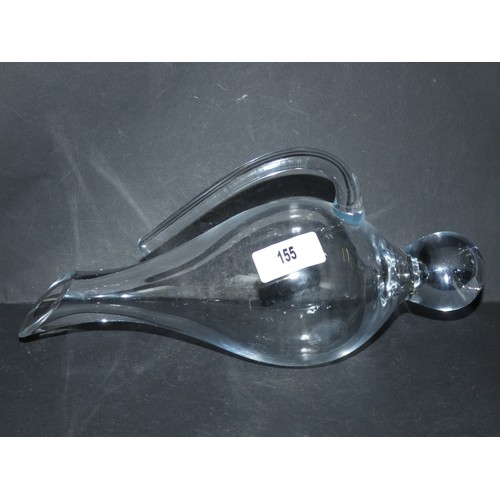 195 - HAND BLOWN GLASS DECANTER