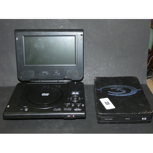 251 - PORTABLE DVD PLAYER AND HALO 3 TIN CASE XBOX