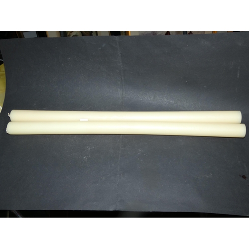 257 - PAIR OF TALL WHITE BEESWAX CANDLES