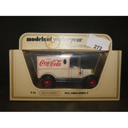 272 - MATCHBOX 1922 COCA COLA FORD T DIE CAST MODEL