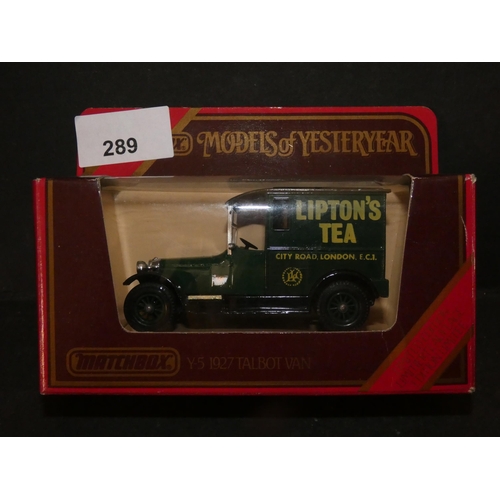 289 - MATCHBOX Y5 1927 TALBOT LIPTON VAN DIE CAST MODEL