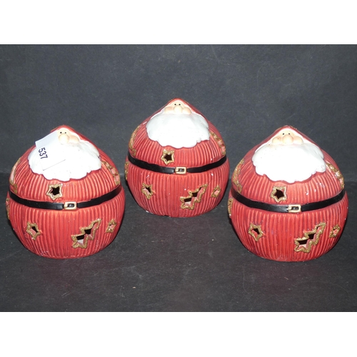 537 - 3 SANTA ORNAMENTS