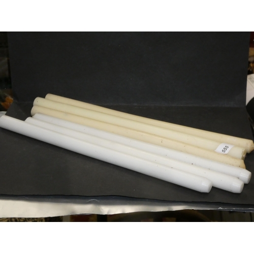 555 - 6 BEESWAX PILLAR CANDLES