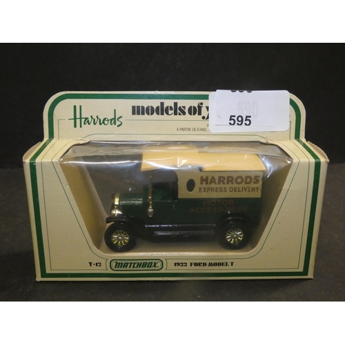 595 - MATCHBOX 1922 FORD MODEL T HARRODS DIE CAST MODEL