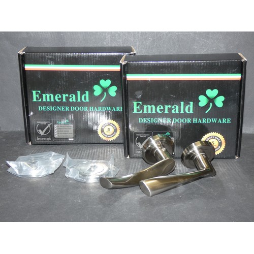 502 - BOXED EMERALD BRASS DOOR HANDLES