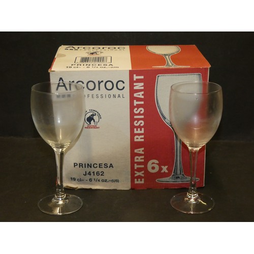 525 - SET OF 6 ARCOROC FRANCE WHITE WINE GLASSES