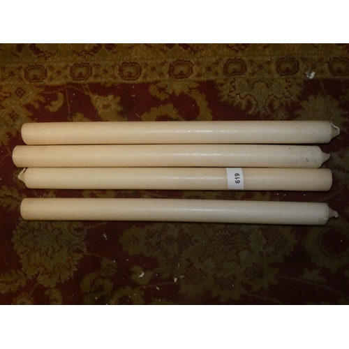 619 - 4x TALL BEESWAX CANDLES