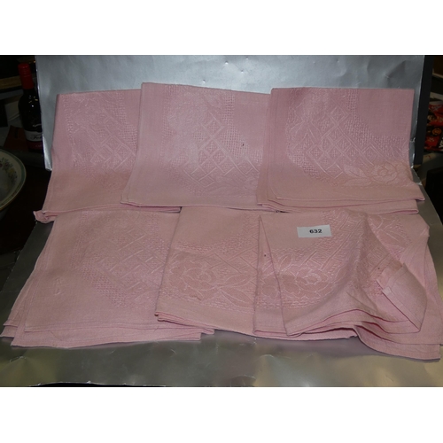 632 - 6 PINK LINEN PINK NAPKINS SET