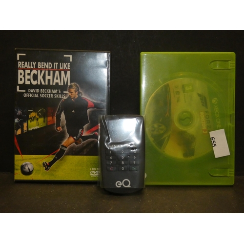 655 - BEND IT LIKE BECKHAM DVD, CARD SCANNER & XBOX FORZA HORIZON 3 GAME