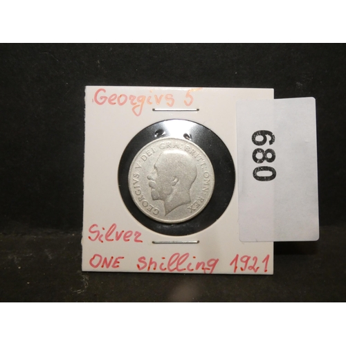 680 - SILVER OLD GEORGIVS 5 ONE SHILLING COIN-1921