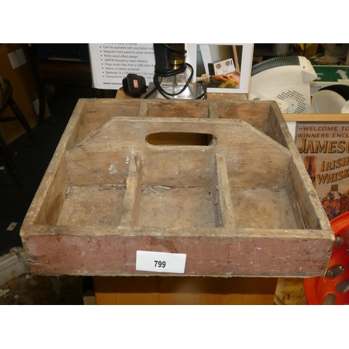 799 - ANTIQUE WOODEN TOOL TRAY