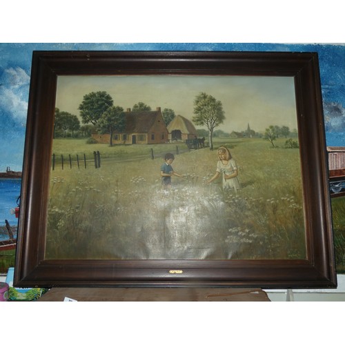 725 - LARGE FRAMED COUNTRY SCENE PICTURE BY JAN VAN DE VEL