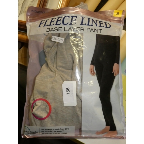 756 - WOMEN'S FLEECE LINED BASE LAYER PANTS SIZE S