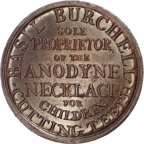 1070 - London - Longacre, Basil Burchell (medicine seller) Advertising Halfpenny undated, as last, copper a... 