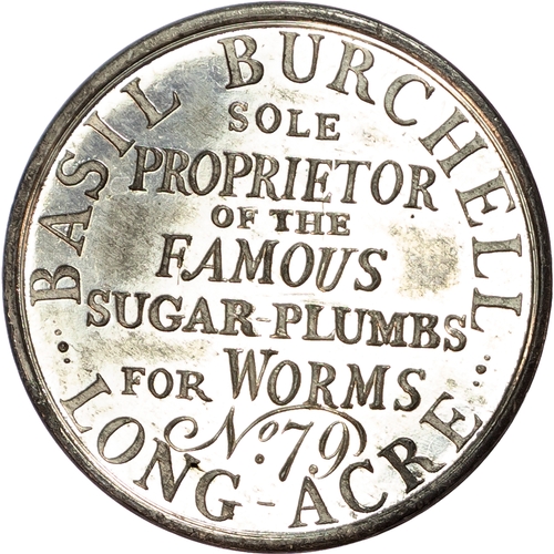 1070 - London - Longacre, Basil Burchell (medicine seller) Advertising Halfpenny undated, as last, copper a... 