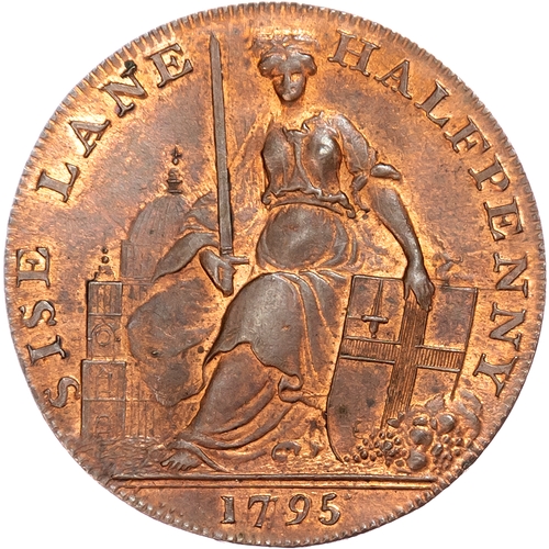 1081 - London – Bucklersbury, Thomas & Robert Davidson Halfpenny 1795, Londinia seated with St. Paul’s in t... 