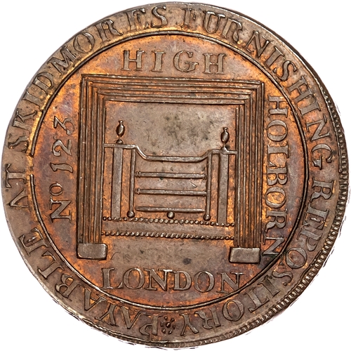 1112 - London - Hendon, Benjamin Price, Skidmore’s mule Halfpenny 1794, Fire grate and Skidmore’s advertise... 