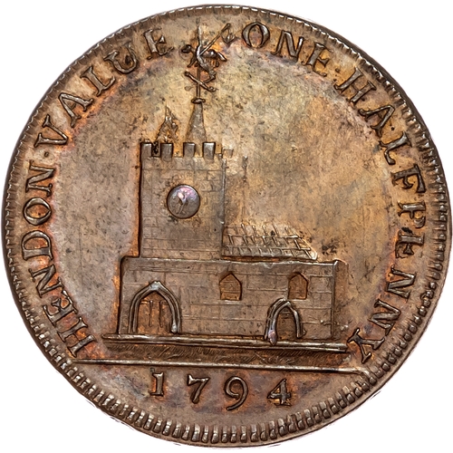 1112 - London - Hendon, Benjamin Price, Skidmore’s mule Halfpenny 1794, Fire grate and Skidmore’s advertise... 