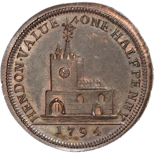 1112 - London - Hendon, Benjamin Price, Skidmore’s mule Halfpenny 1794, Fire grate and Skidmore’s advertise... 