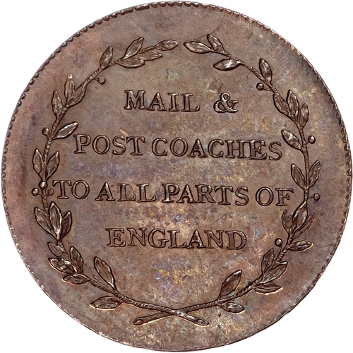 1116 - London Holborn, Christopher Ibberson (Coaching Inns owner) bronzed proof Halfpenny undated, St. Geor... 