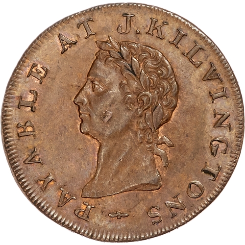 1123 - London – Drury Lane, John Kilvington (grocer & tea dealer), Halfpenny 1795, Laureate head left, rev.... 