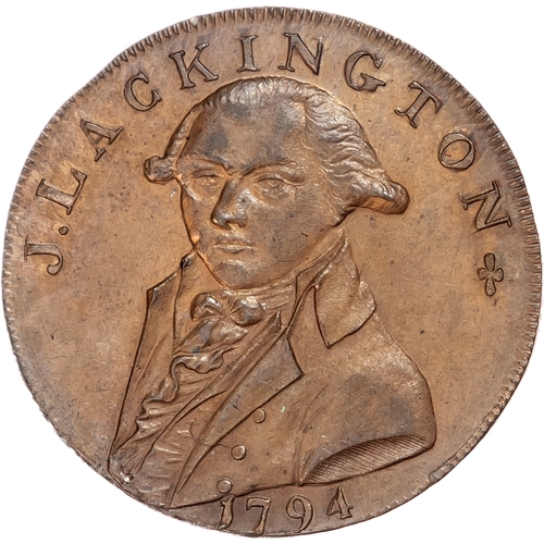 1124 - London – Moorfields & Finsbury Sq., James Lackington & James Allen (booksellers) Halfpenny 1794,
Lac... 