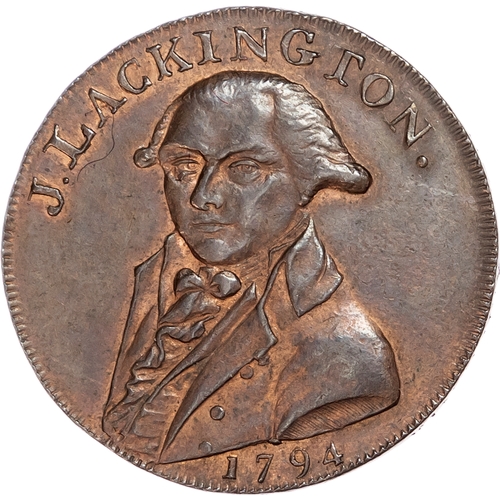 1124 - London – Moorfields & Finsbury Sq., James Lackington & James Allen (booksellers) Halfpenny 1794,
Lac... 