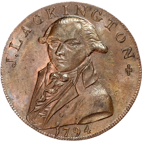 1124 - London – Moorfields & Finsbury Sq., James Lackington & James Allen (booksellers) Halfpenny 1794,
Lac... 