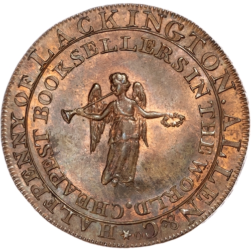 1124 - London – Moorfields & Finsbury Sq., James Lackington & James Allen (booksellers) Halfpenny 1794,
Lac... 