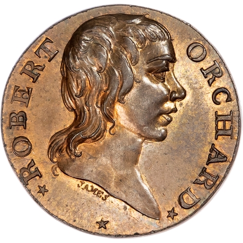 1147 - London - Soho, Robert Orchard Halfpenny 1795, his bare bust right, rev. Arms of the City of London
i... 