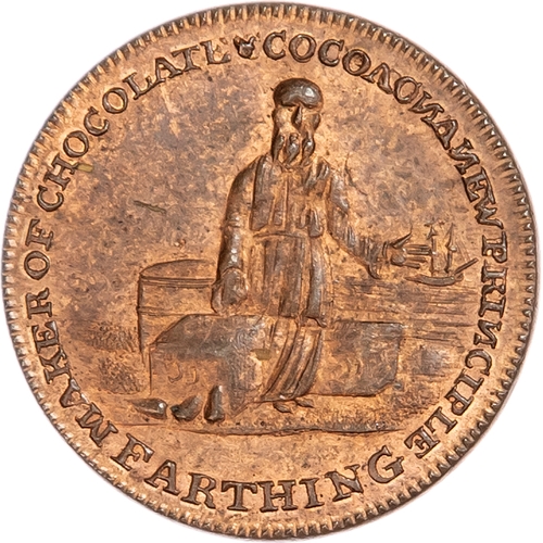 1155 - London - Soho, Robert Orchard Farthing 1796, Draped bust left of Orchard wearing a hat, rev. RO
cyph... 