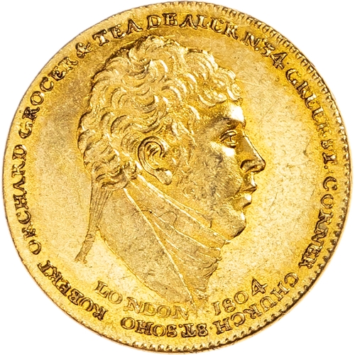 1157 - London - Soho, Robert Orchard Gilt Proof Farthing 1804, Head of Orchard right, rev. View of the
Isli... 