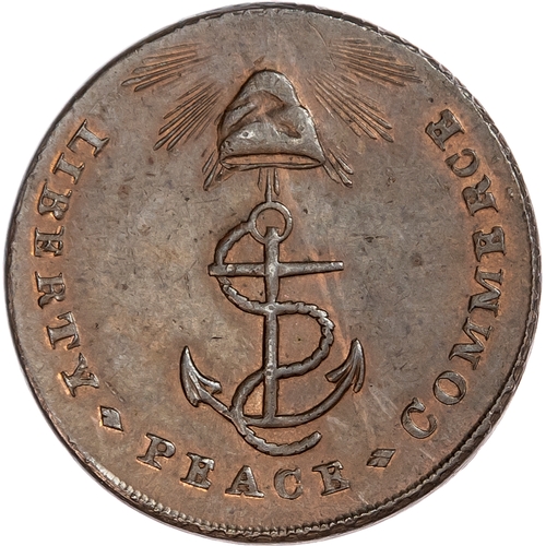 1409 - London, Political Series, Prattent’s Loyal Britons Lodge Halfpenny undated, Cap of Liberty over cabl... 