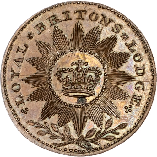 1409 - London, Political Series, Prattent’s Loyal Britons Lodge Halfpenny undated, Cap of Liberty over cabl... 