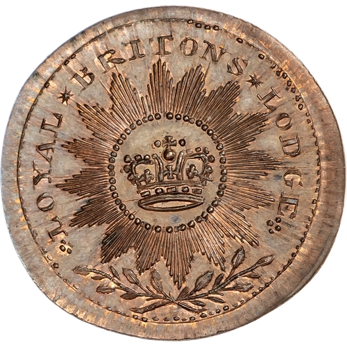 1410 - London, Political Series, Prattent’s Loyal Britons Lodge Halfpenny undated, Cap of Liberty over cabl... 