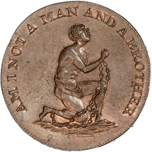 1412 - London, Political Series, William Lutwyche for an Anti-Slavery Society Halfpenny undated, Shackled A... 